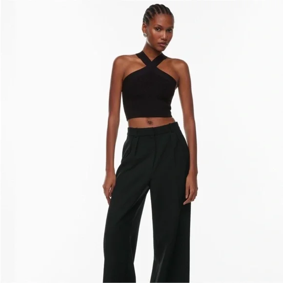 Babaton NWOT Aritzia Cris Cross Strap Sculpture Knit Cropped Tank Ribbed size XS - Picture 2 of 6